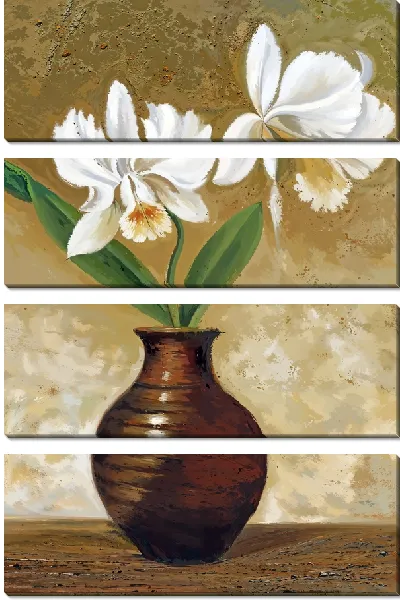 Модульная картина Нарциссы в глиняной вазе