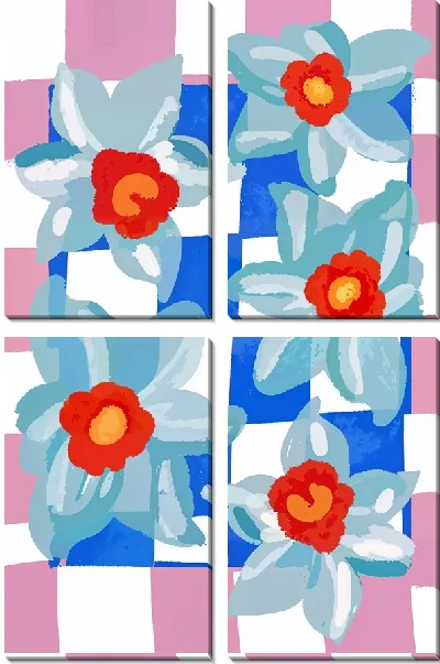 Модульная картина 5 нарциссов