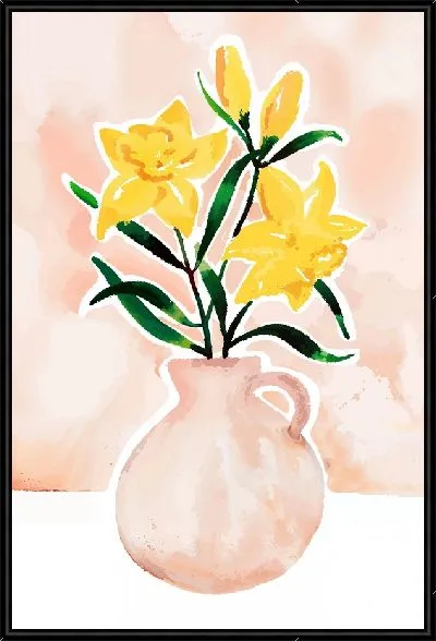 Картина Букет нарциссов на персиковом фоне