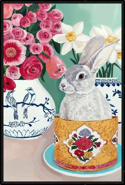 Картина Кролик и букет нарциссов