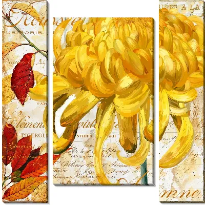 Модульная картина Желтая хризантема