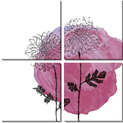 Модульная картина Две черные хризантемы