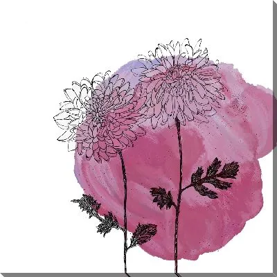 Картина маслом Две черные хризантемы