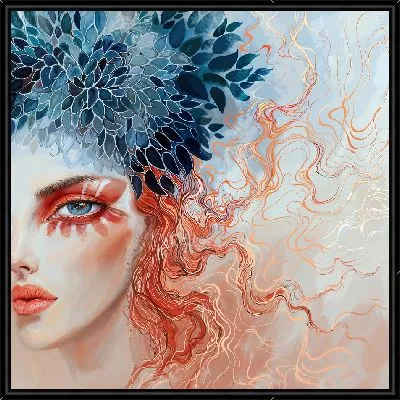 Девушка с хризантемами на голове