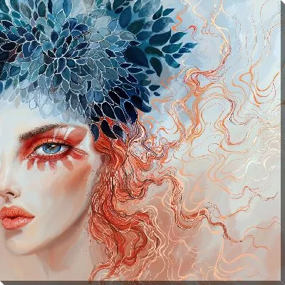 Девушка с хризантемами на голове