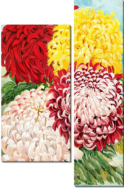 Модульная картина 4 хризантемы