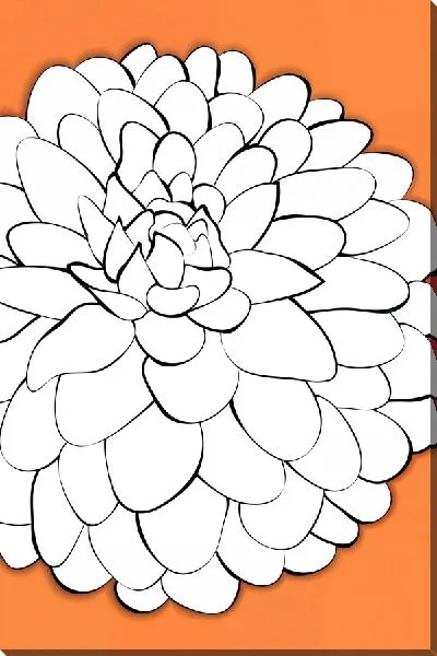 Картина маслом Хризантема в стиле минимализм на оранжевом фоне