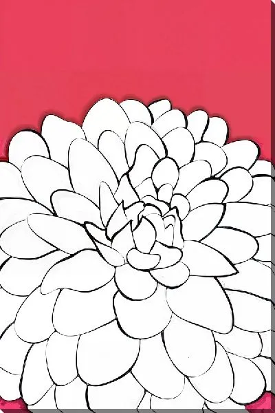 Картина маслом Хризантема в стиле минимализм на розовом фоне