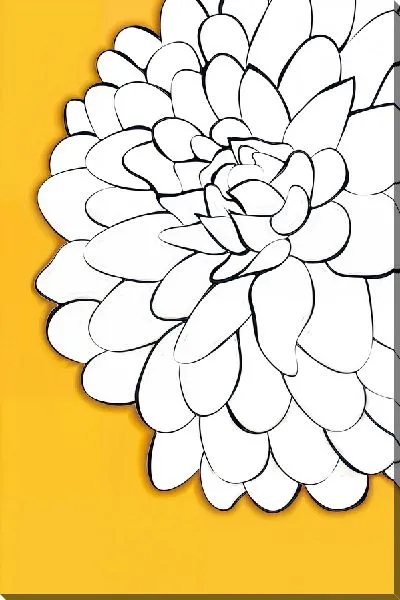 Картина маслом Хризантема в стиле минимализм на желтом фоне