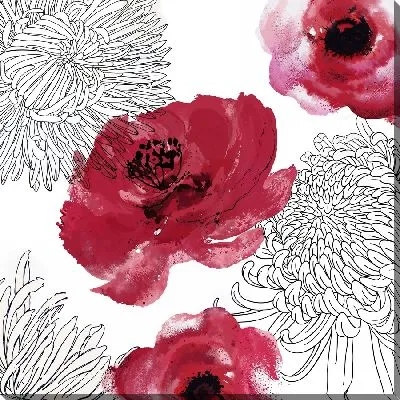 Картина маслом Бордовые хризантемы