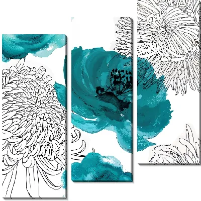 Модульная картина Зеленые хризантемы