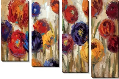 Модульная картина Поле с хризантемами