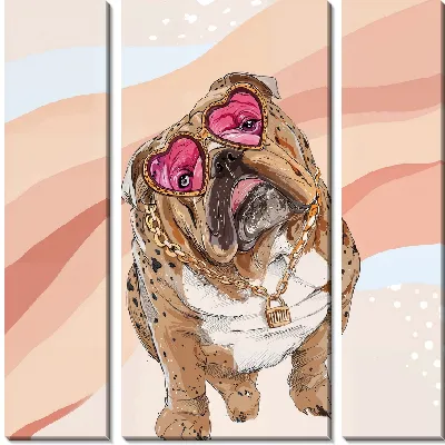 Модульная картина Бульдог в розовых очках