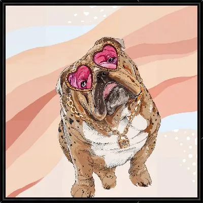 Бульдог в розовых очках