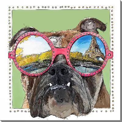 Картина маслом Парижский бульдог в очках