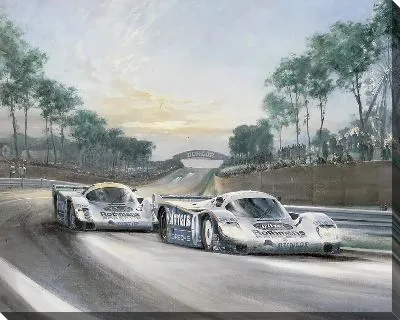 Картина Два белых болида на трассе