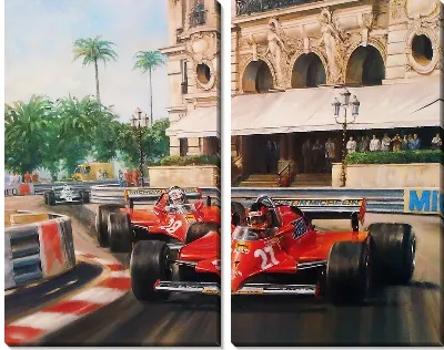 Картина Красные болиды на трассе в Монако