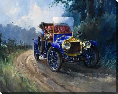 Картина Синий ретро автомобиль с открытым верхом