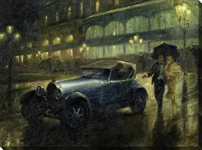 Картина Ночная прогулка под дождем