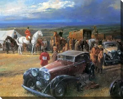 Картина Композиция с лошадьми и ретро автомобилями