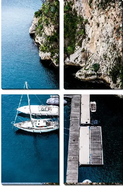 Модульная картина Парусники на причале в Монако