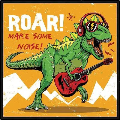 Динозавр играет на гитаре