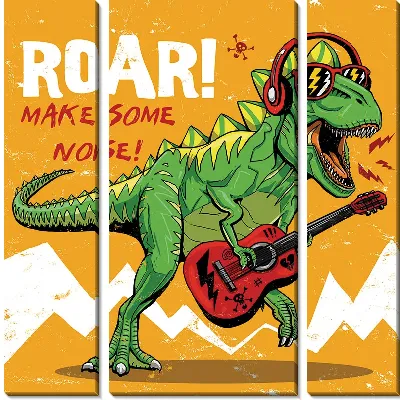 Динозавр играет на гитаре