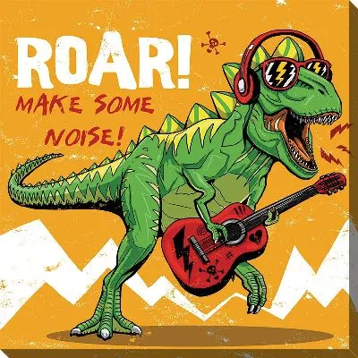 Динозавр играет на гитаре