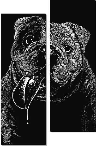 Модульная картина Бульдог с языком