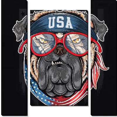 Модульная картина Бульдог в очках