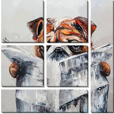 Модульная картина Читающий бульдог