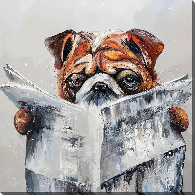 Картина маслом Читающий бульдог