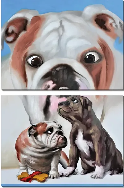 Модульная картина Три бульдога