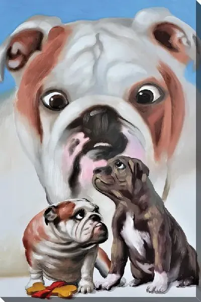 Картина маслом Три бульдога