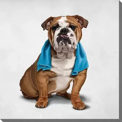 Картина маслом Бульдог после тренировки