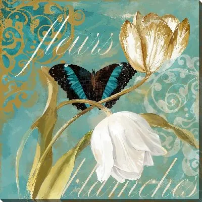 Картина маслом Два тюльпана и бабочка