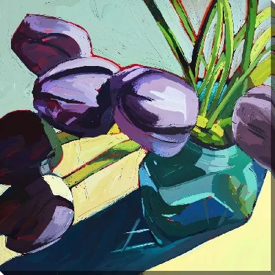 Сиреневые тюльпаны в вазе