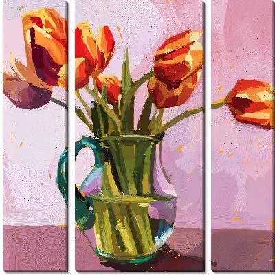 Модульная картина Букет тюльпанов в графине