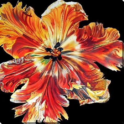 Картина маслом Тюльпан на темной фоне