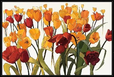 Тюльпаны на желтом фоне