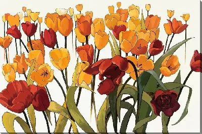 Тюльпаны на желтом фоне