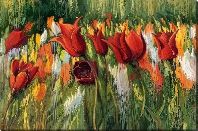 Картина маслом Тюльпаны в природе