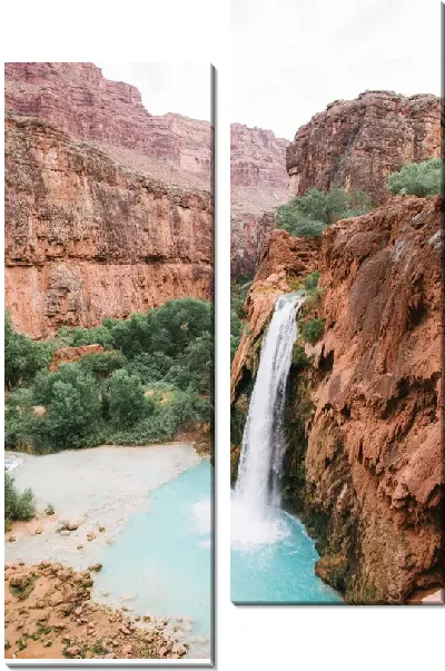 Модульная картина Водопад в каньоне