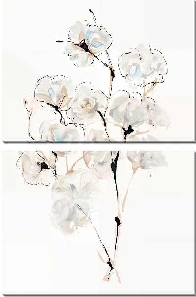 Модульная картина Ветка с хлопком №2