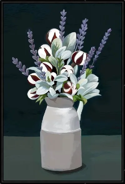 Картина Натюрморт с хлопком на темном фоне