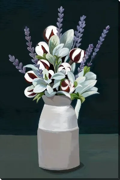 Постер Натюрморт с хлопком на темном фоне