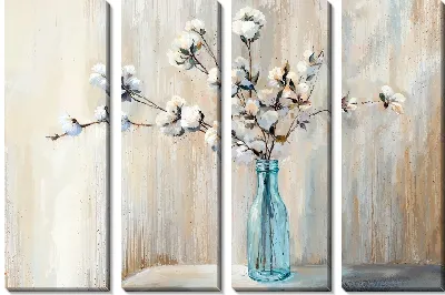 Ветки хлопка в прозрачной вазе