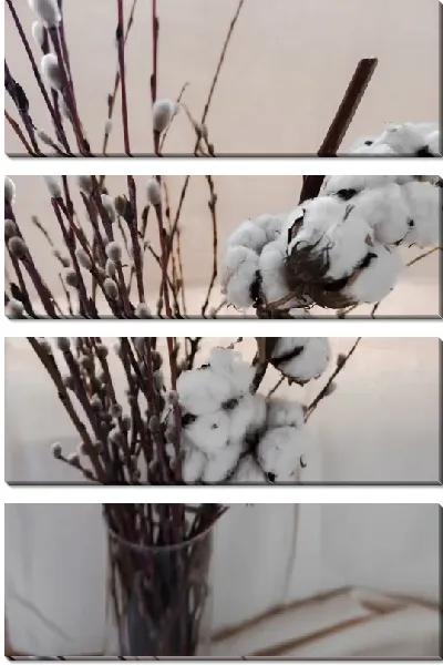 Модульная картина Хлопок в вазе на столе