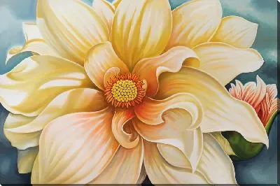 Картина маслом Светло-желтая георгина