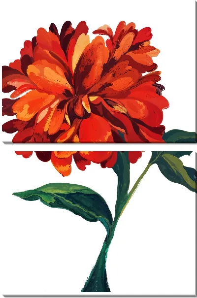 Модульная картина Георгина на белом фоне №2